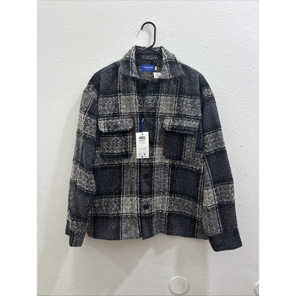 Men's Jack & Jones Roxbury Boucle overshirt Size Small Grey